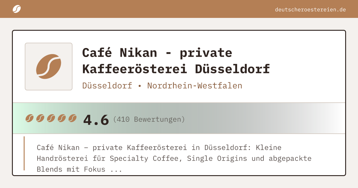 Logo of Café Nikan - private Kaffeerösterei Düsseldorf