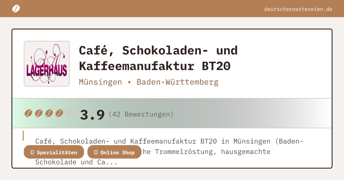 Bild von Café, Schokoladen- und Kaffeemanufaktur BT20