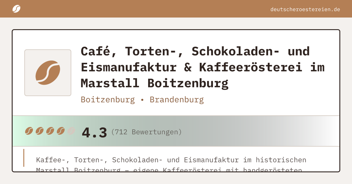 Bild von Café, Torten-, Schokoladen- und Eismanufaktur & Kaffeerösterei im Marstall Boitzenburg