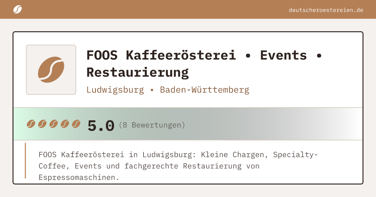 Logo of FOOS Kaffeerösterei • Events • Restaurierung