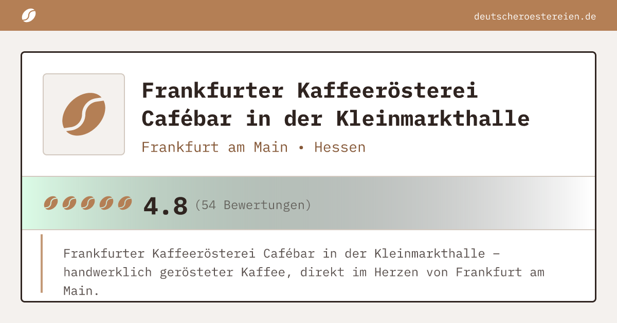 Logo of Frankfurter Kaffeerösterei Cafébar in der Kleinmarkthalle