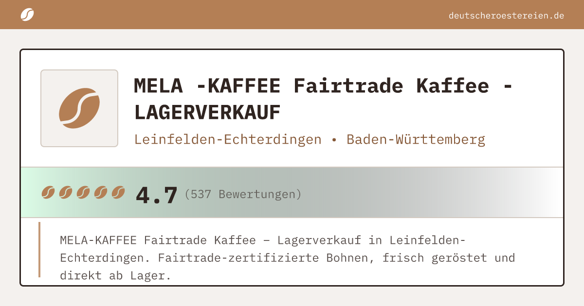 Logo of MELA -KAFFEE Fairtrade Kaffee - LAGERVERKAUF