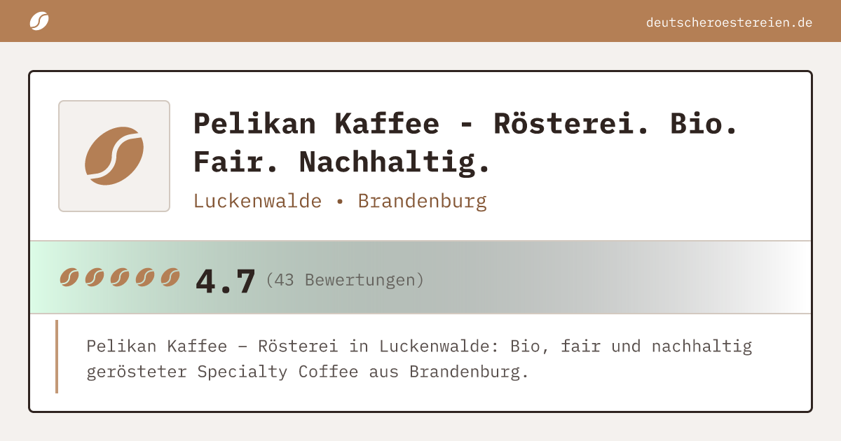 Bild von Pelikan Kaffee - Rösterei. Bio. Fair. Nachhaltig.